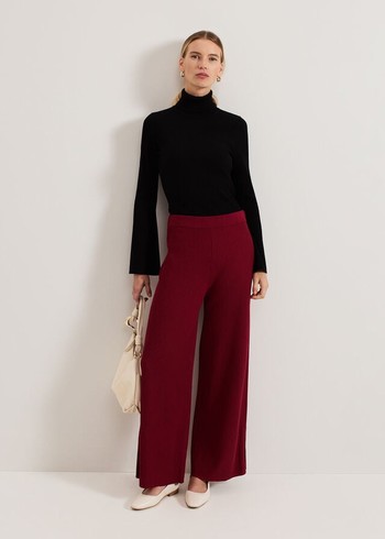 Phase Eight Lori Ribbed Trousers Burgundy Australia | PR0421985